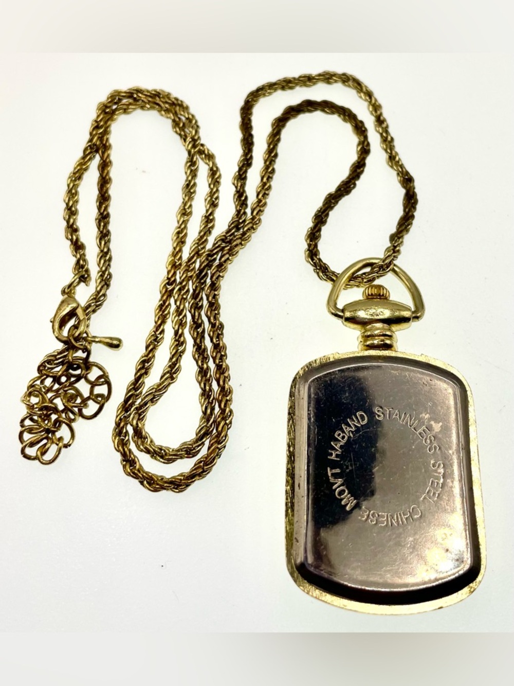 Vintage Pendant Watch Necklace Quartz Roman Numerals Gold Tone Retro 90s - Picture 7 of 8